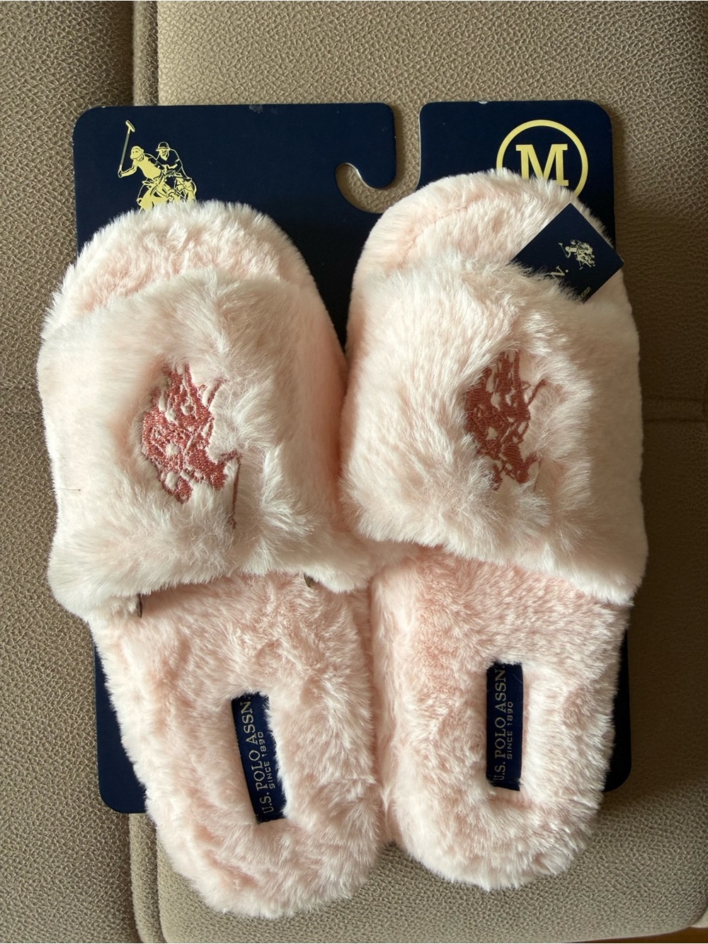 U.S. Polo Assn. Women’s Pink Plush Slide Slippers